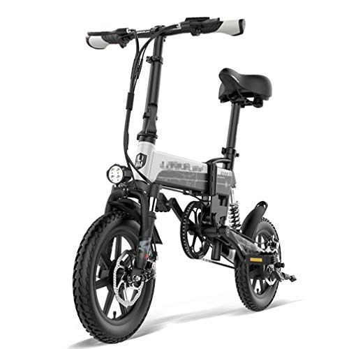 Electric Bike : NYPB Electric Bike Foldable, 400WMotor, 36V 8.7Ah Rechargeable Lithium Battery Seat Adjustable with LCD Display LED Headlights 14inchesPneumatic Tires, Black silver, 36V 8.7AH