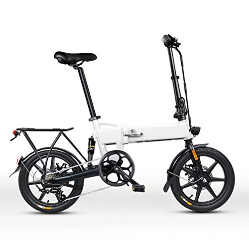 Electric Bike : NYPB Electric Bike Foldable, Front & Rear Disc Brake 250W Brushless Motor Max Speed 25KM / H Removable 36V / 48V 7.5AH / 10.5 AH Lithium-Ion Battery for Adults, White 7.5AH, Variable speed