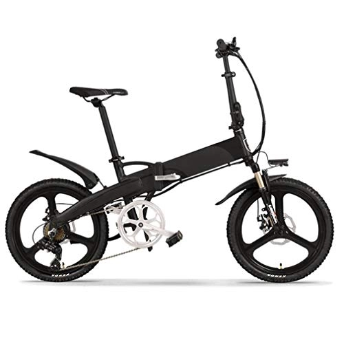Electric Bike : NYPB Electric Bike Foldable, Max Speed 25km / h 300W / 400W Brushless Motor 48V 8.7Ah / 10.4AH Rechargeable Lithium Battery Premium Full Suspension and 7 Speed Gear, Gray, 48V10.4AH 400W