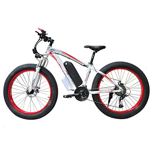 Electric Bike : NYPB Electric Bike, Snowmobile ATV with 350W / 500W Motor Removable 36V / 48V Lithium-Ion Battery Max Speed 30KM / H 26 Inch*4.0 Wide Tire Fitness City Commuting, Red, 36V10AH 500W