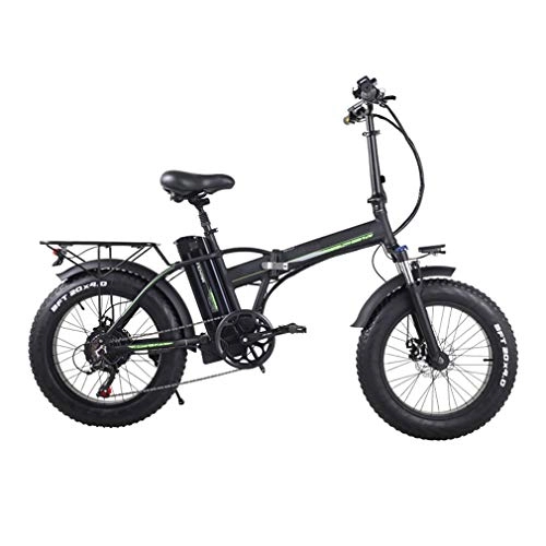 Electric Bike : NYPB Electric Snow Beach Bicycle, Electric Bike Foldable 350W / 500WMotor 48V 10 / 15Ah Rechargeable Lithium Battery LCD Display, Height Adjustabe Unisex Bicycle, Black, 48V10AH 500W