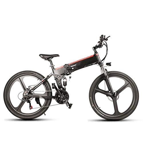 Electric Bike : NYPB Folding Electric Bike, Front & Rear Disc Brake E Bikes For Adults with 350W Motor 48V 10AH Lithium-Ion Battery LCD Display Seat Adjustable Unisex Bicycle