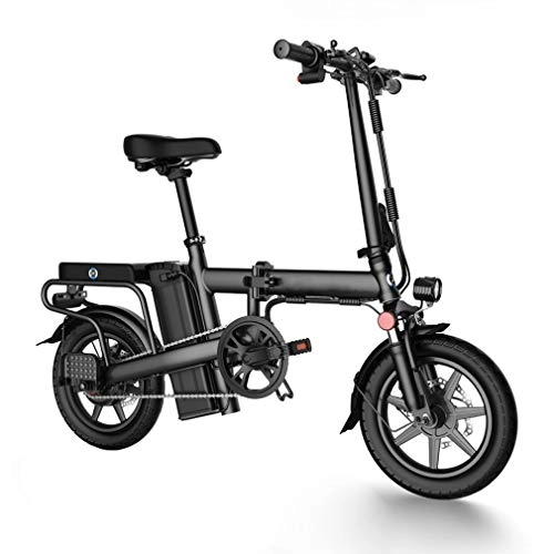 Electric Bike : NYPB Folding Electric Bike, Front & Rear Disc Brake Seat Adjustable with LCD Display 48V 6AH, 12AH, 16.8AH, 20AH Removable Charging Lithium Battery Unisex Bicycle, Black, 48V20AH