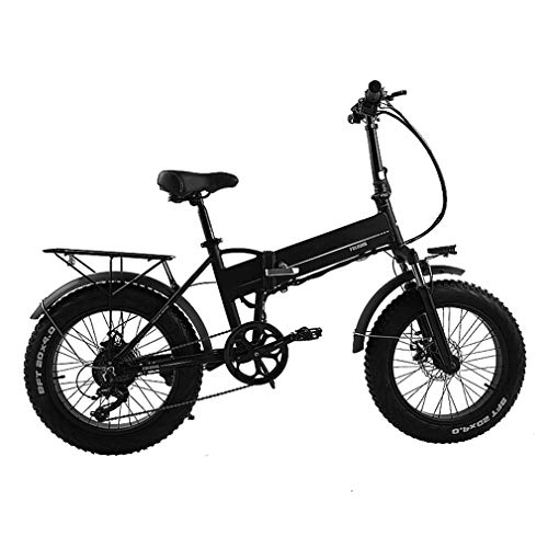 Electric Bike : NYPB Folding Electric Bikes for Adults, 20"*4.0 Pneumatic Tires with Removable 48V 8AH / 10AH Lithium-Ion Battery 250W / 350W Motor with LED Headlights and 3 Modes, Black, 48V10AH 250W