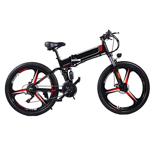 Electric Bike : NYPB Folding Electric Bikes for Adults, E Bikes 350W Motor 48V 8 / 10 / 12.8Ah Rechargeable Lithium Battery, Seat Adjustable 26 inches Pneumatic Tires, Black A, 48V 10Ah