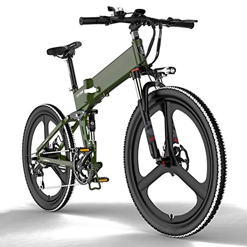 Electric Bike : Oceanindw Folding Electric Bike for Adults, Commute Bike with 400w Motor 48v 10.4ah Battery Comfort Bicycles Professional 7 Speed Transmission Gears