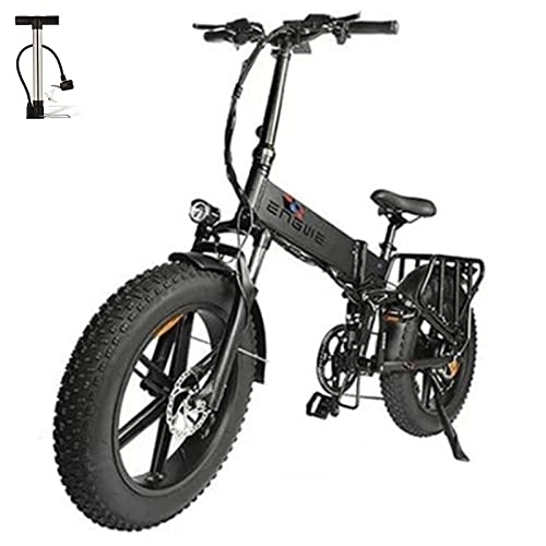 Electric Bike : Official ] Fafrees ENGING PRO Fatbike 48V 16Ah Battery Removable Electric 20 Inch Bicycles Rear Shock Absorber Hydraulic Disc Brakes Fat Tire Foldable Ebike (black)