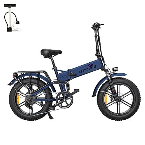 Electric Bike : Official ] Fafrees ENGING PRO Fatbike 48V 16Ah Battery Removable Electric 20 Inch Bicycles Rear Shock Absorber Hydraulic Disc Brakes Fat Tire Foldable Ebike (blue)