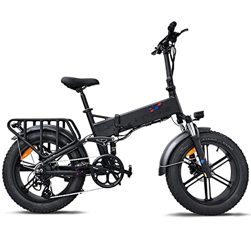 Electric Bike : Official ] Fafrees PRO Fat Bike Electric 20 Inch 48V 16Ah Battery Removable Bicycles High-Performance Full Suspension Fat Tire Foldable Ebike, Electric Bike Mountain E-Bike Shimano 7 (black)