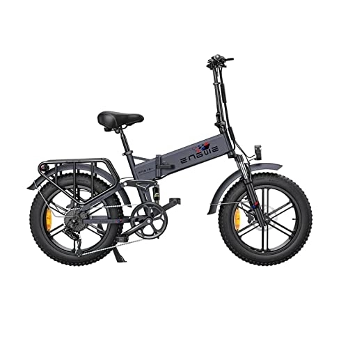 Electric Bike : Official ] Fafrees PRO Fat Bike Electric 20 Inch 48V 16Ah Battery Removable Bicycles High-Performance Full Suspension Fat Tire Foldable Ebike, Electric Bike Mountain E-Bike Shimano 7 (gray)