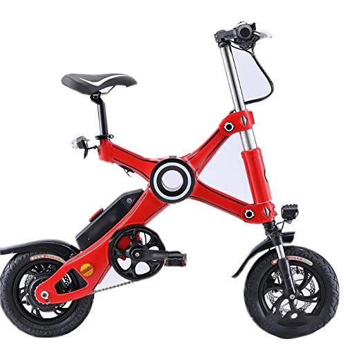 Electric Bike : OMKMNOE Folding Wheel, White Electric Bicycle Folding Bike Folding Wheel Citybike Electric Bicycle with Removable Full Spring Mountain Bike Holder Electric, Red