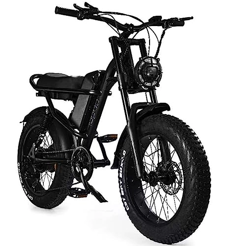 Electric Bike : OnlyOne Elite Electric Bike for Adults Motor 20 x 4 Inch Fat Tyre E-Bike with 48 V 20 Ah Detachable Lithium Ion Battery, 7-Speed, Electric Bicycle for Road, Snow, Beach, and Mountain