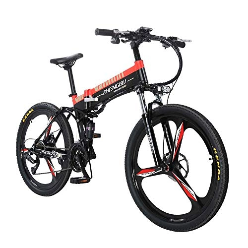 Electric Bike : ONLYU 26Inch Electric Bicycle, 400W 27 Speed Folding Electric Mountain Bike 48V10ah Stealth Lithium Battery Aluminum Alloy Frame Smart LCD Meter Adults Men's Electric Bike