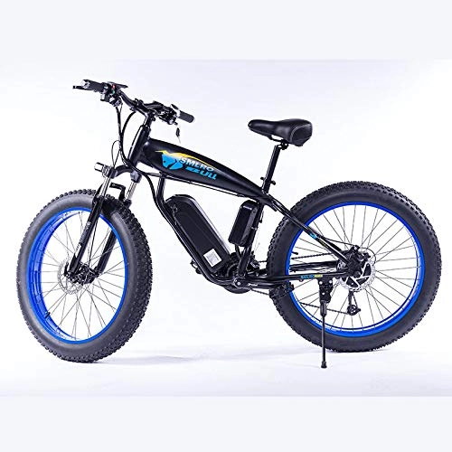 Electric Bike : ONLYU Electric Bicycle, 26 Inch 350W Motor Electric Bikes for Adults with 48V 15Ah Lithium Battery, Foldable Beach Electric Car for Outdoor Snow, 48V15AH Blue