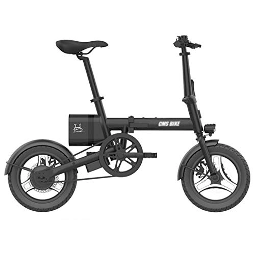 Electric Bike : ONLYU Electric Bicycle for Adults, 14 Inch Portable Folding E-Bikes with 36V 6Ah Lithium-Ion Battery, Foldable Aluminum Alloy Ultra-Light Mobility Scooter, 25KM / H, Black