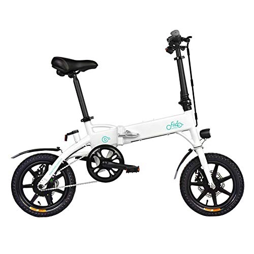 Electric Bike : ONLYU Electric Bike for Adults, 14 Inch Folding E-Bike with 3 Riding Modes 250W Motor 10.4Ah Lithium Battery, Max Speed 25Km / H, 40-55KM Range, White