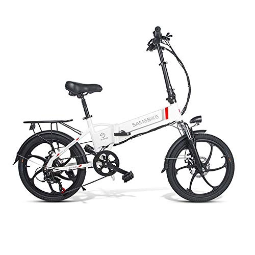 Electric Bike : ONLYU Electric E-Bike, 20-Inch Folding Electric Bike with Powerful Motor 48V 10.4Ah Lithium Battery, Adult Foldable Bicycle with LCD Dispaly, 7-Speed 350W Motor(White)