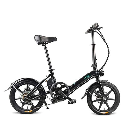 Electric Bike : ONLYU Folding Electric Bike, 16 Inch Electric Bikes for Adults with 36V 7.8Ah Battery, Foldable Electric Bicycle with 6 Speed Mechanical Shifting for Outdoor Cycling Fitness, Black