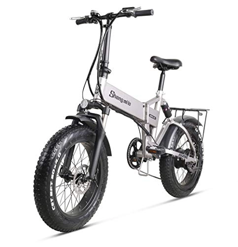 Electric Bike : ONLYU Folding Electric Bike, 500W Motor 4.0 Fat Electric Beach Bike Cruiser 48V 12.8Ah Lithium Battery 7-Speed Flywheel Max Speed 45Km / H 100KM Range