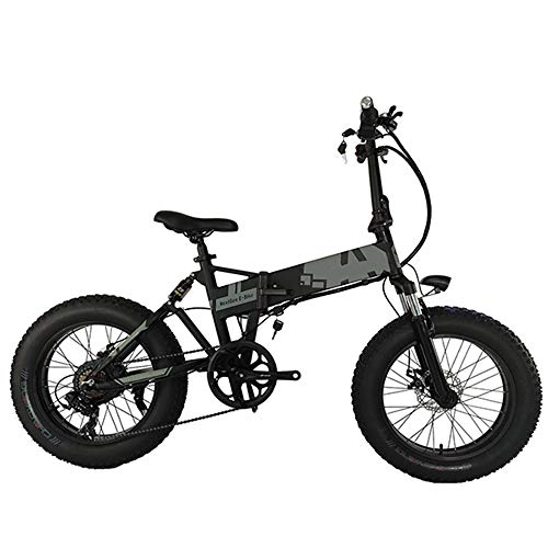 Electric Bike : ONLYU Portable Electric Bike, Lightweight Aluminum Alloy 48V350W Motor E-Bike 20" Tire 7 Speed Folding Small Mountain Bike for Young Man Cycling