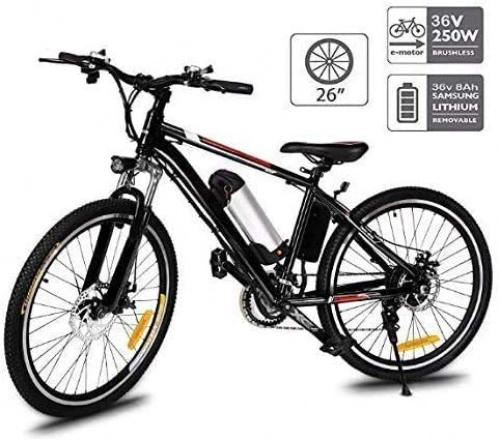 Electric Bike : Oppikle 26'' Electric Mountain Bike with Removable Large Capacity Lithium-Ion Battery (36V 250W), Electric Bike 21 Speed Gear and Three Working Modes (Unfoldable-Black)