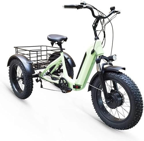 Electric Bike : OSHKI 20" X4.0 Fat Tire 7 Speed Electric Tricycle, Foldable Electric Trike with 500W 48V 11.6Ah Lithium Battery, 3 Wheel Electric Bicycle for Adults