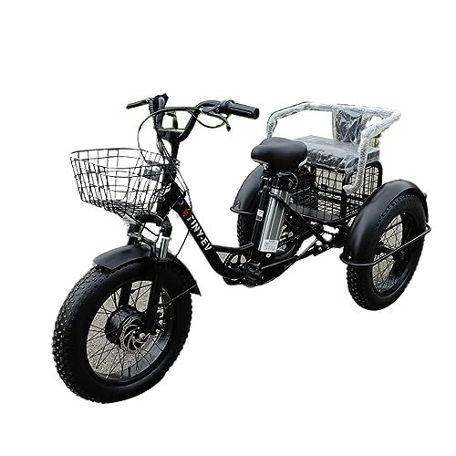 Electric Bike : OSHKI 3 Wheels Electric Bicycle 24 Inch 500W High Brush Motor Tricycle Equipped with 48V 12Ah Detachable Lithium Battery Tricycle for Adult Elderly And Women