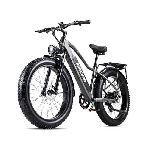 Electric Bike : OTIDA Electric Bike, E Bike For Adults, 48V 18AH Removable Durable Battery, 26'' x 4.0 Fat Tires 8 Speed Ebike, Snow Beach Mountain City E-Bike, Hydraulic Brake, Grey