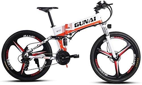 Electric Bike : Oulida Electric bicycle, 350W electric mountain bike, with the rear seat, the movable 48V lithium battery with three operating modes LCD display adult bike woo (Color : -, Size : -)