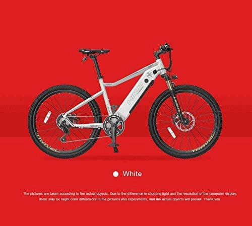 Electric Bike : Oulida Electric bicycle, 40-80km in hybrid electric 26-inch mountain bike off-road electric vehicles 48V lithium battery hidden Mileage woo (Color : White)