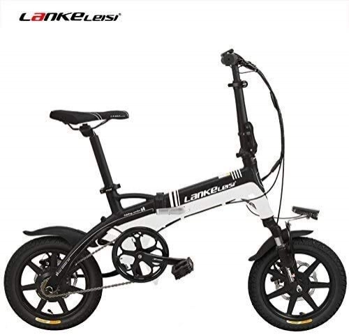 Electric Bike : Oulida Electric bicycle, A6 Elite 14 inch folding bicycle pedal assist electric, 36V 8.7Ah lithium battery hidden, aluminum frame, 5 auxiliary pedals, integrated wheel, Pedelec. woo