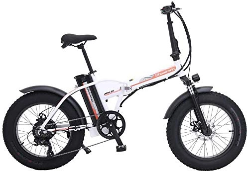 Electric Bike : Oulida Electric bicycle, Electric bicycle 20 inches of snow, fat 4.0 tire, 48V 15Ah power lithium battery, power-assisted bicycle, mountain bike woo (Color : White, Size : 15Ah+1 Spare Battery)