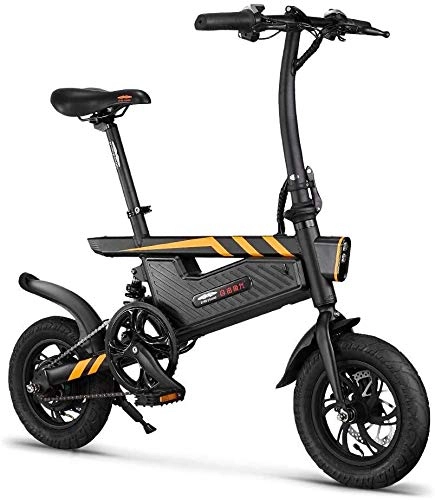 Electric Bike : Oulida Electric bicycle, Electric motor-assisted bicycle 12 inches foldable electric bicycle 250W foldable electric bicycle brake pedals - Black woo