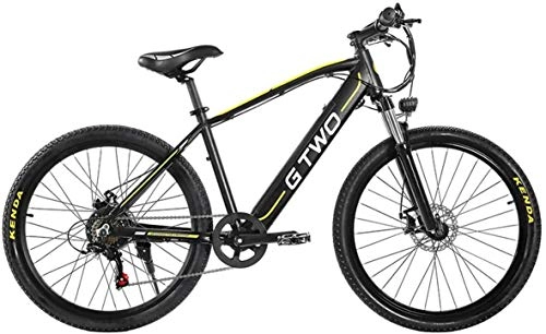 Electric Bike : Oulida Electric bicycle, GTWO 27.5 inch mountain bikes electric bicycle 350W 48V 9.6Ah lithium battery 5 PAS movable front and rear disc brake woo (Color : Black Yellow, Size : 9.6Ah)