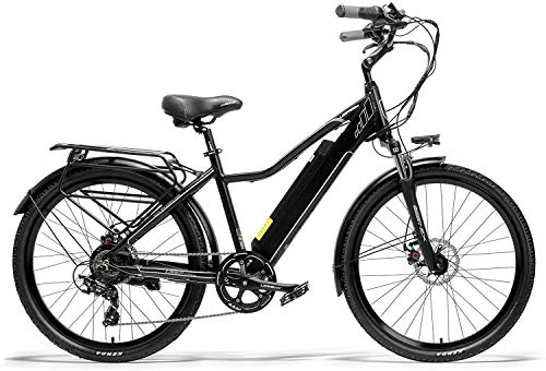 Electric Bike : Oulida Electric bicycle, Pard3.0 26 Yingcun electric bicycles, 300W city bike suspension fork oil spring, pedal-assist bicycles, long endurance woo (Color : Black, Size : 15Ah+1 Spare Battery)