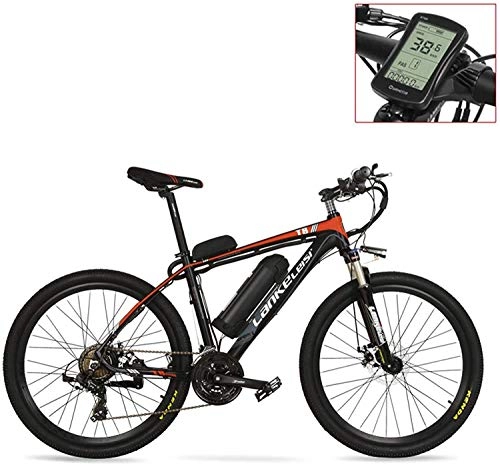 Electric Bike : Oulida Electric bicycle, T8 36V 240W electric bicycle pedal assist strength, high electric mountain bike MTB fashion, using the suspension fork. woo (Color : Red LCD, Size : 20Ah)
