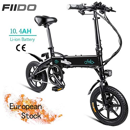 Electric Bike : OUXI FIID0 D1 Electric Bike, Folding Electric Bike for Adults 10.4Ah 250W 36V with LCD Screen 14inch Tire Lightweight 17.5kg / 38.58lbs Suitable for Men Women City Commuting(Black)