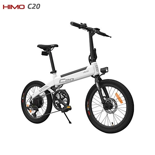 Electric Bike : OUXI HIMO C20 Electric Bike, Folding Electric Moped Bicycle with 250W 10Ah 20 Tire Shimano 6-speed for Adults City Commuting-White