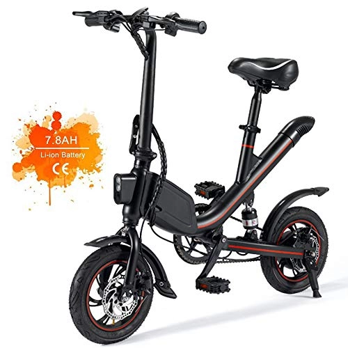 Electric Bike : OUXI V1 Electric Bike, Electric Folding Bike for Adults Ebike with 250w 7.8AH Lithium Battery Up to 25km / h City Bicycle for Outdoor Cycling Travel and Commute (Black)