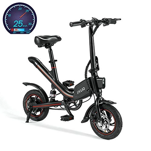 Electric Bike : OUXI V1 Electric Bike for Men and Women, E Bike with 250W 7.8Ah 36v 12" Wheels Lightweight Folding Bicycle For Adults Sports Outdoor Cycling-Black