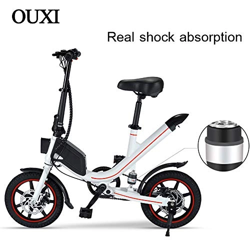 Electric Bike : OUXI V1 Electric Bikes for Adults, Foldable Bike with 350W 6.6Ah Battery 36v 12" Lightweight for Men City Fitness Outdoor Sporting Commuting