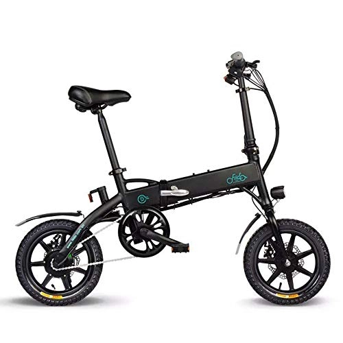 Electric Bike : Owenqian Electric bicycle Electric Moped Bicycle 6V 250W 10.4Ah 14 Inches Folding Mountain Bike 25km / h Max 60km Mileage Electric Bike electric bicycle foldable (Color : Black, Size : 130x40x110cm)