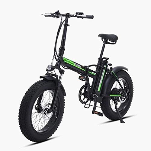 Electric Bike : PARTAS Sightseeing / Commuting Tool - 500W Electric Foldable Bicycle Mountain Snow E-bike Road Cycling 15Ah 48V Lithium Battery 20 Inch Fat Tire 7 Variable Speed (Color : Black)