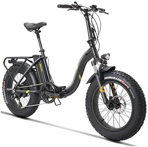 Electric Bike : PARTAS Sightseeing / Commuting Tool - Beach, Snow Biking, Folding Electric Bike, 20 Inch Fat Tires E-Bike For Adults 48V Removable Lithium Battery With 500W Brush-Less Geared Motor Electric Bicycle