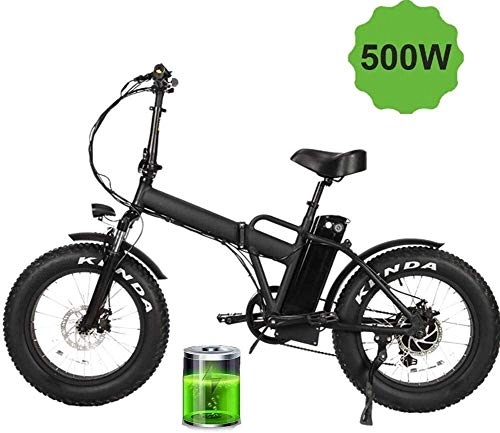 Electric Bike : PARTAS Sightseeing / Commuting Tool - Electric Snow Bike 500W 20 Inch Folding Mountain Bike Fat Tire 20 4" With 48V 11AH Lithium Battery And Disc Brake
