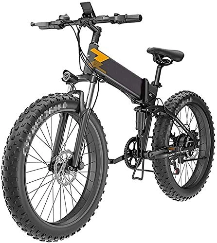 Electric Bike : PARTAS Travel Convenience A Healthy Trip Adult Foldable Fat Tire Electric Bike, With 48V 10AH Lithium Battery 26 '' Electric Mountain Bike 400W / 7-Speed Off-Road Variable Speed Battery Car