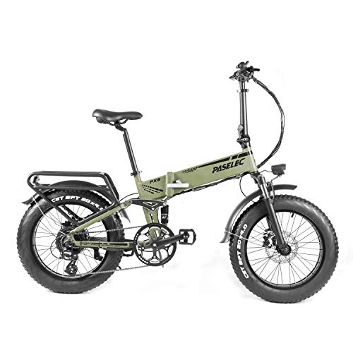 Electric Bike : PASELEC PX6 Electric Bike Folding Electric Bicycle Mountain Ebike 20 * 4.0 Fat Tire Ebike, 14Ah Removable Battery, Shock Absorption, 750w motor, 3 Gears 8-Speed Disc Brakes (gay)
