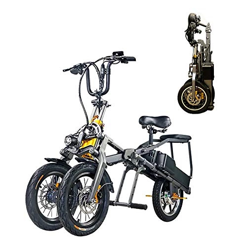 Electric Bike : Pc-Glq 14''Ebike, Electric Bike, Electric Bicycle, 30KM / H Adults Ebike with Lithium Battery 350W 48V, Hydraulic Oil Brake, Inverted Three-Wheel Structure Electric Bicycle