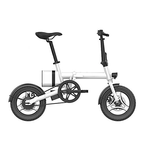 Electric Bike : Pc-Glq 14" Electric Bikes for Adult, 250W Aluminum Alloy Ebikes Bicycles All Terrain, 36V / 6Ah Removable Lithium-Ion Battery, Mountain Ebike, White