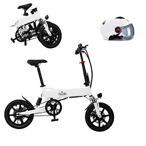Electric Bike : Pc-Glq 14" Electric Mountain Bike, Brushless 250W, Removable 36V / 7.8Ah Lithium Battery, Dual Disc Brakes, Mountain Ebike, Top Speed 25KM / H, White